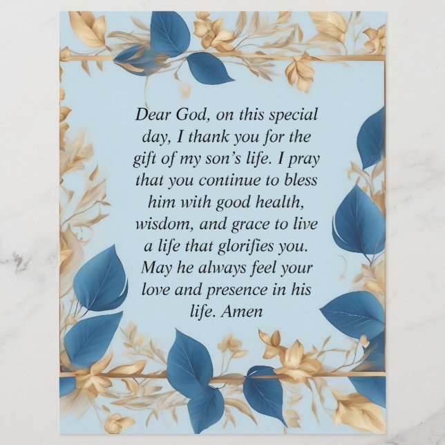 A Mother's Prayer for her Son Flyer (Front)