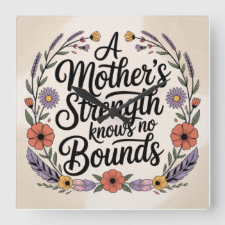 A Mother's Strength Knows No Bounds Square Wall Clock