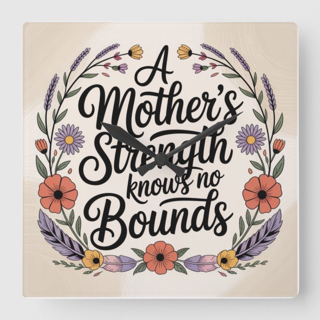 A Mother's Strength Knows No Bounds Square Wall Clock (Front)