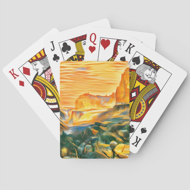 A mountain landscape with a bridge  playing cards (Back)