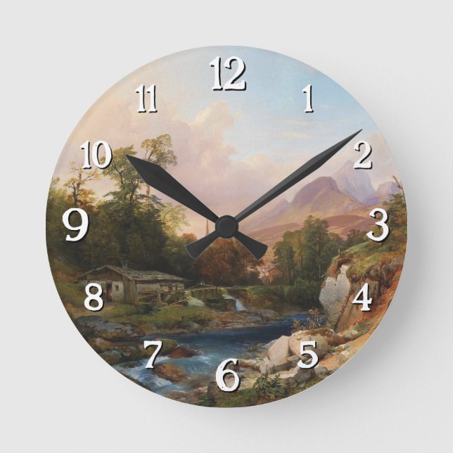 A Mountain Landscape With a Smithy Round Clock (Front)