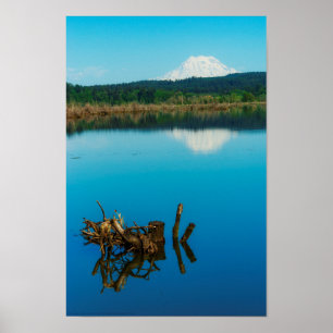 A Mountain Peers Over a Hedge Poster