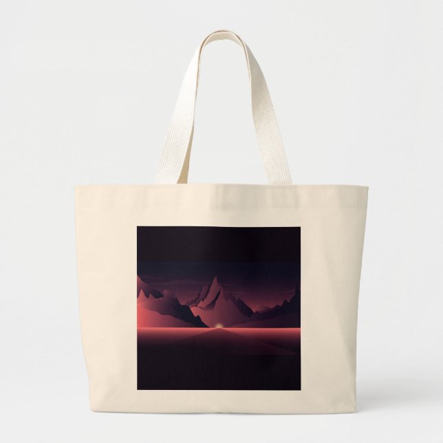 A mountain sunset illustration         large tote bag (Front)