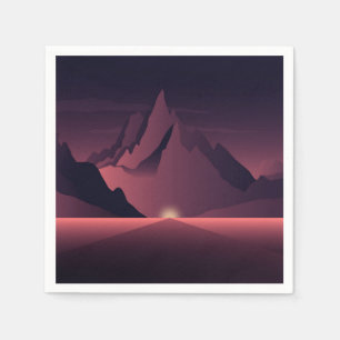A mountain sunset illustration napkin