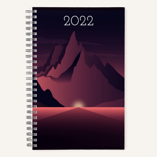 A mountain sunset illustration    notebook (Front)