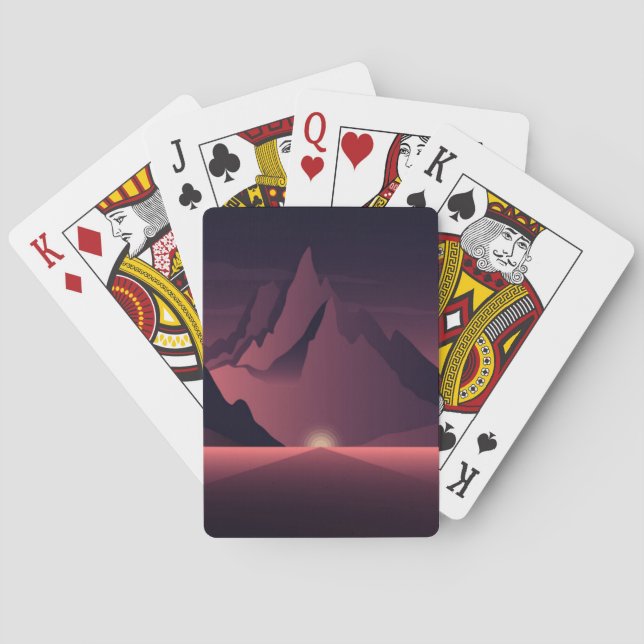 A mountain sunset illustration       playing cards (Back)