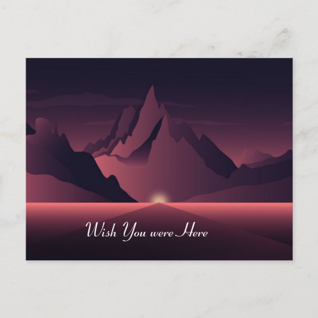A mountain sunset illustration        postcard (Front)