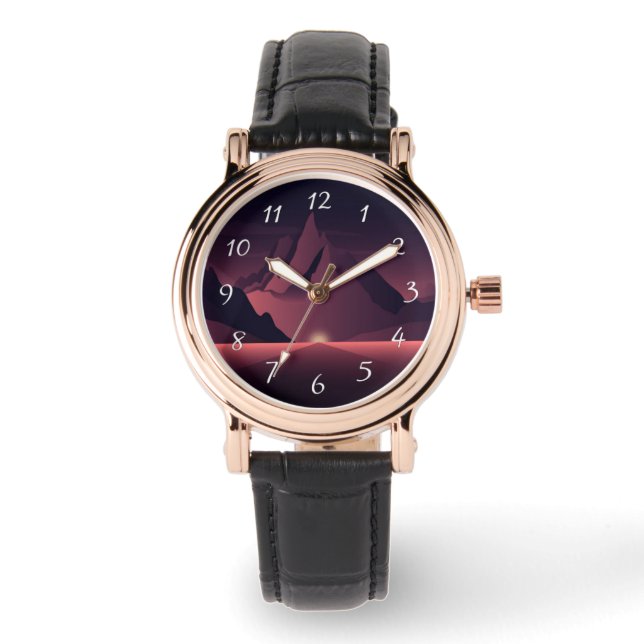 A mountain sunset illustration      watch (Front)