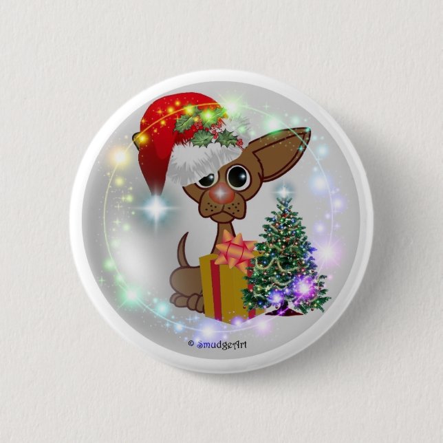 A Mousy Dog Christmas 2 Inch Round Button (Front)