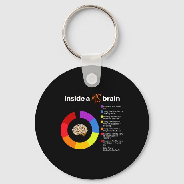 A Ms Brain Multiple Sclerosis Awareness Chart  Keychain (Front)