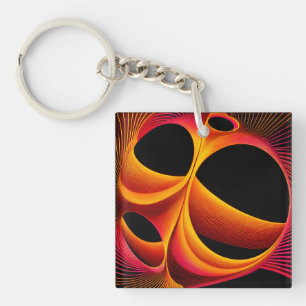A Much Manipulated Mandelbrot Fractal Square Keychain