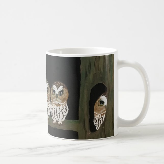A mug depicting four little owls (Right)