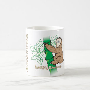 A mug with an image of a sloth on it