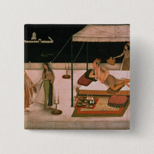 A Mughal prince receiving a lady at night 2 Inch Square Button