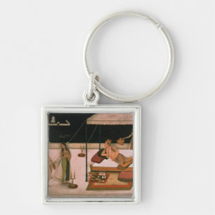 A Mughal prince receiving a lady at night Keychain