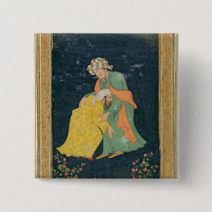 A Mullah bowing down to a man in Iranian dress who 2 Inch Square Button