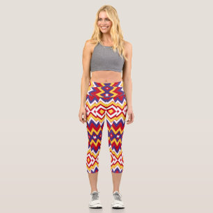 A multicolor trendy fabric zigzag pattern design capri leggings
