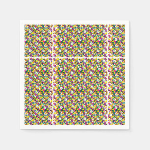 a multicolored background with squares and dots napkin