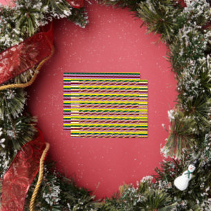 a multicolored striped background with dots foil holiday postcard