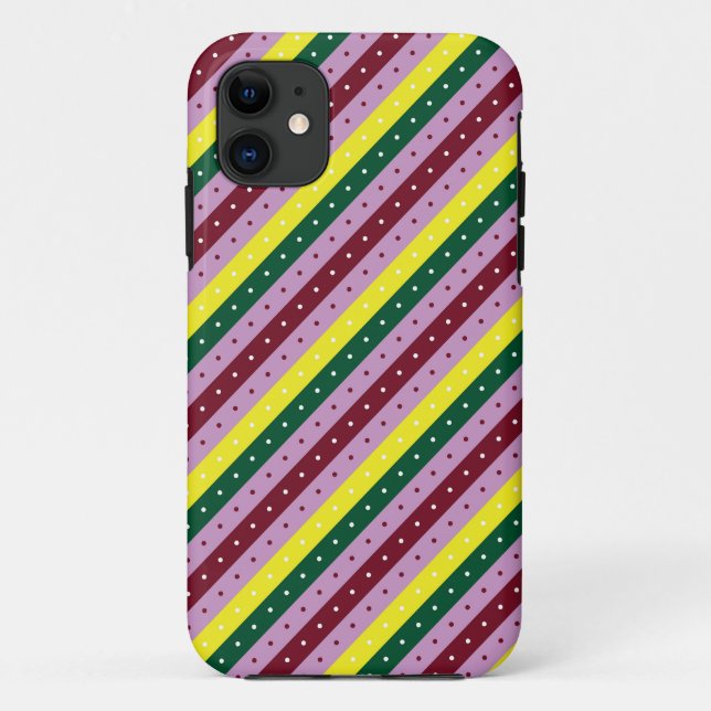 a multicolored striped pattern with dots Case-Mate iPhone case (Back)