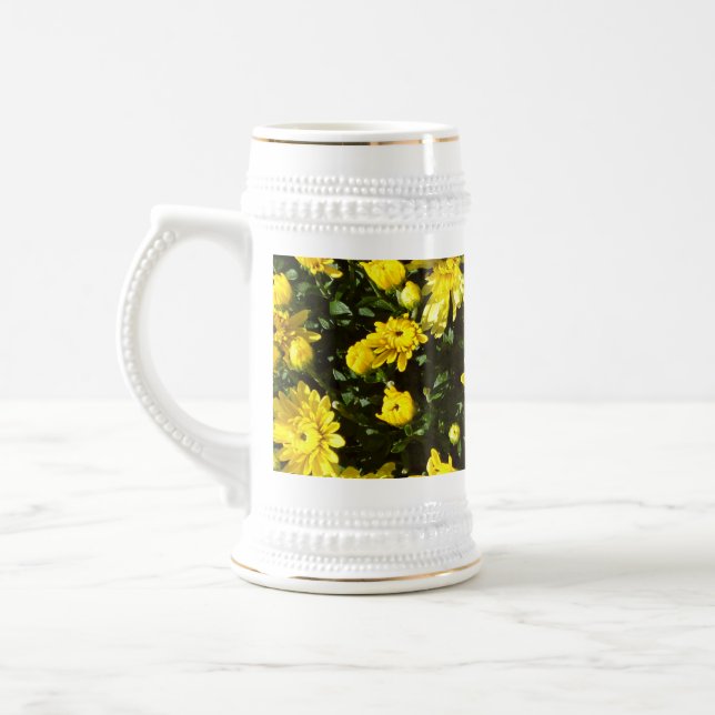 A Multitude of Yellow Mums Beer Stein (Left)