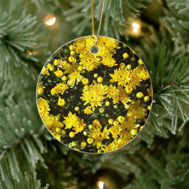 A Multitude of Yellow Mums Ceramic Ornament (Tree)