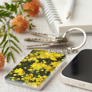 A Multitude of Yellow Mums Keychain