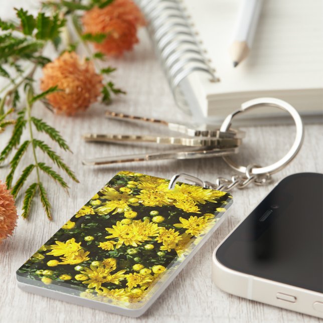 A Multitude of Yellow Mums Keychain (Front Right)