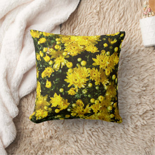 A Multitude of Yellow Mums Throw Pillow