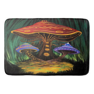 A Mushroom World Bath Mat