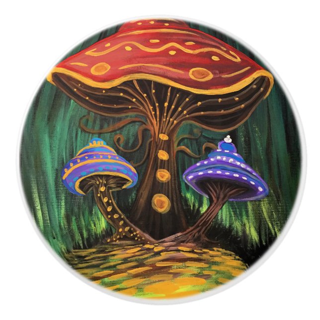 A Mushroom World Ceramic Knob (Front)