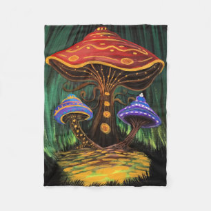 A Mushroom World Fleece Blanket
