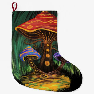 A Mushroom World Large Christmas Stocking
