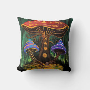 A Mushroom World Throw Pillow