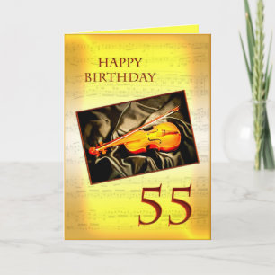 A musical 55th birthday card with a violin