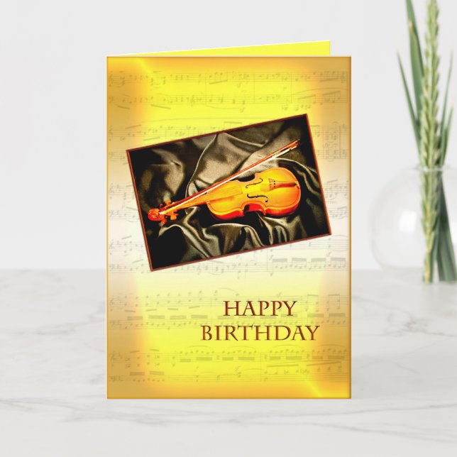 A musical birthday card with a violin (Front)