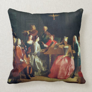 A Musical Evening (oil on canvas) Throw Pillow