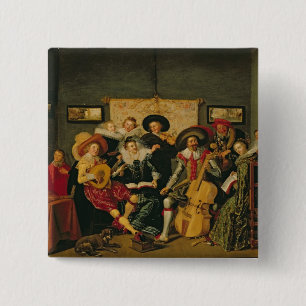 A Musical Party, c.1625 2 Inch Square Button