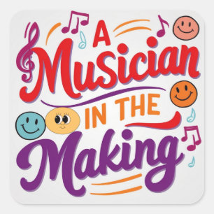 A musician in the making square sticker