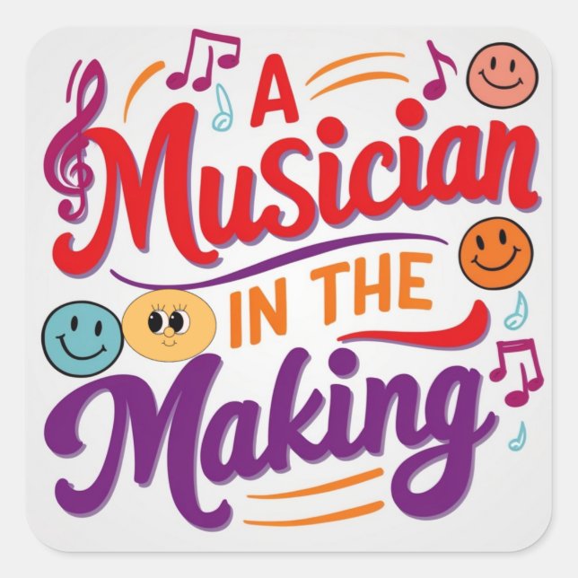 A musician in the making square sticker (Front)