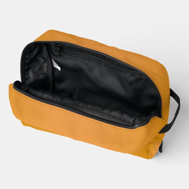 A mustard yellow rectangular pouch with a black  (Open)