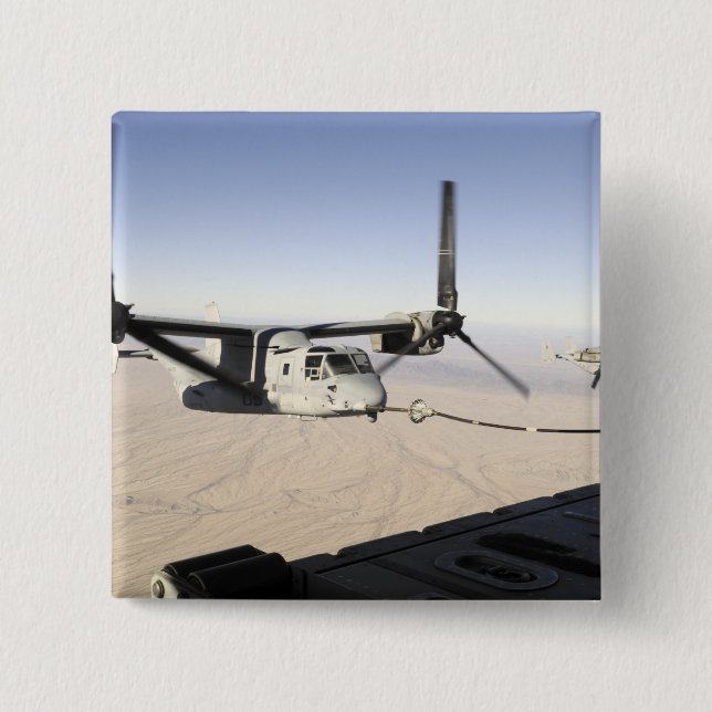A MV-22 Osprey refuels midflight 2 Inch Square Button (Front)