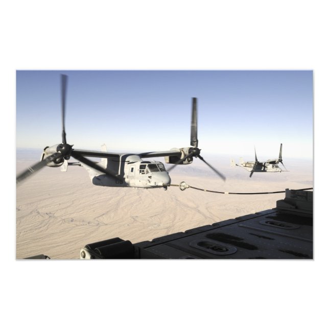 A MV-22 Osprey refuels midflight Photo Print (Front)