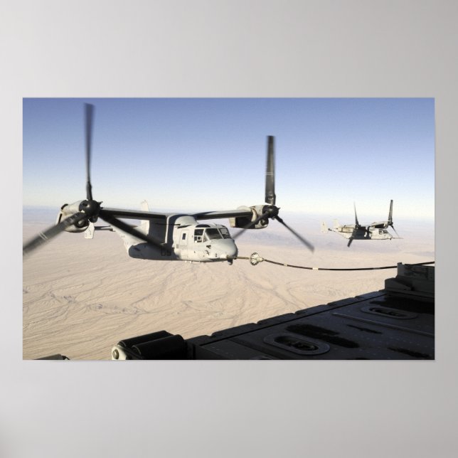 A MV-22 Osprey refuels midflight Poster (Front)