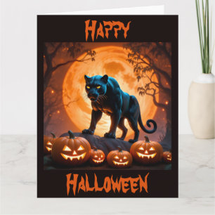 A Mysterious Black Panther on Halloween Night Card