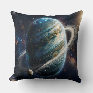 A Mysterious Planet with Rings Throw Pillow