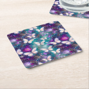 A Mystical Butterfly Series Design 1 Square Paper Coaster