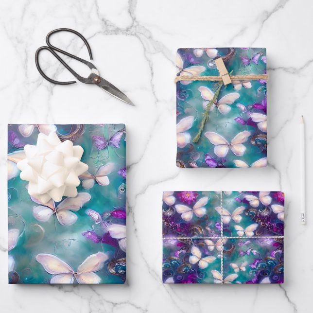 A Mystical Butterfly Series Design 1 Wrapping Paper Sheet (Front)