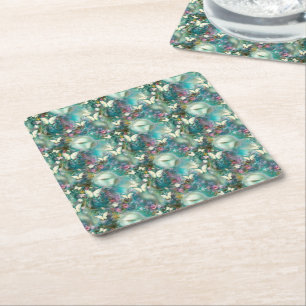 A Mystical Butterfly Series Design 3 Square Paper Coaster