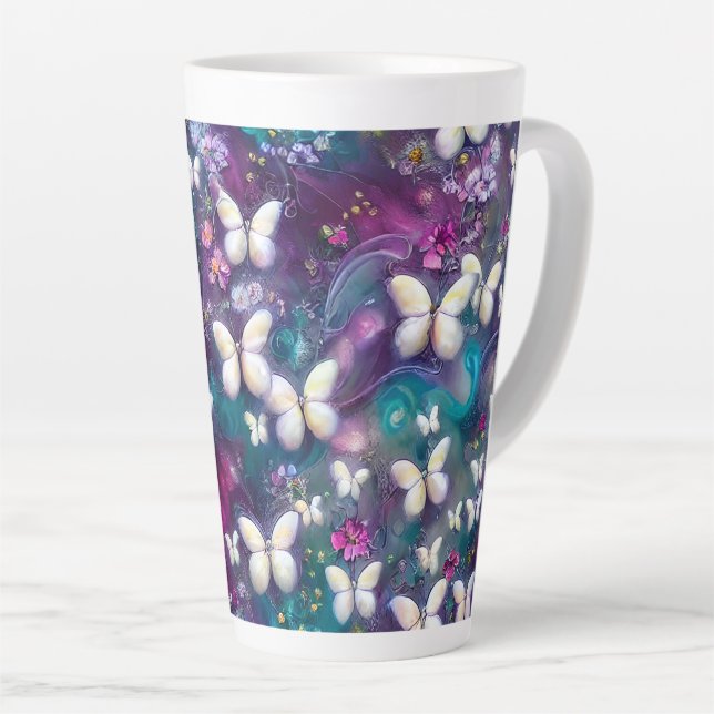 A Mystical Butterfly Series Design 5 Latte Mug (Right Angle)
